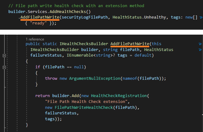 Add file path write check with extension method - code